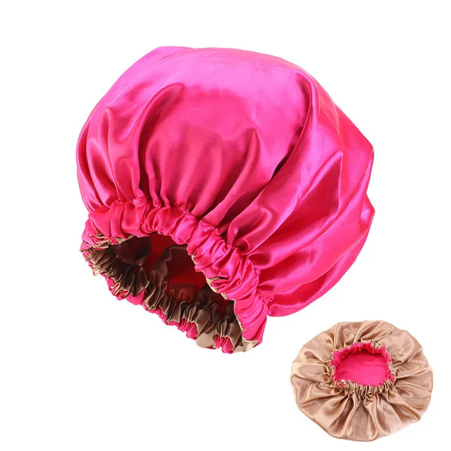 Wholesale Silky Satin Bonnet Hair Cap Double Layer Sleep Night Cap with Invisible Flat Adjusting Button Head Cover Bonnet Hat style454-3