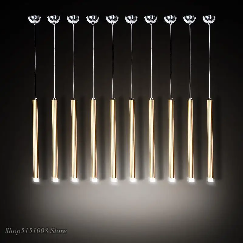 Modern Led Pendant Lamp Art Decor Aluminum Long Tube Pendant Light Dining Room Bar Kitchen Hanging Lamp Home Lighting Fixtures