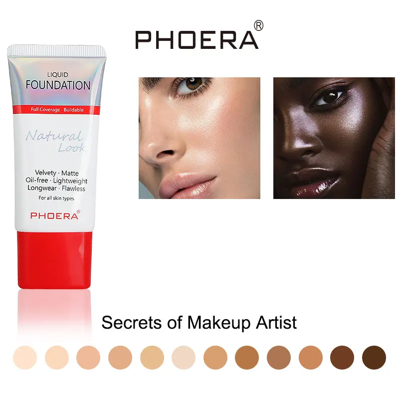 PHOERA Matte Liquid Base Foundation Waterproof Long Wear Oil Control Concealer Lasting Lightweight BB Cream TSLM2 | Красота и
