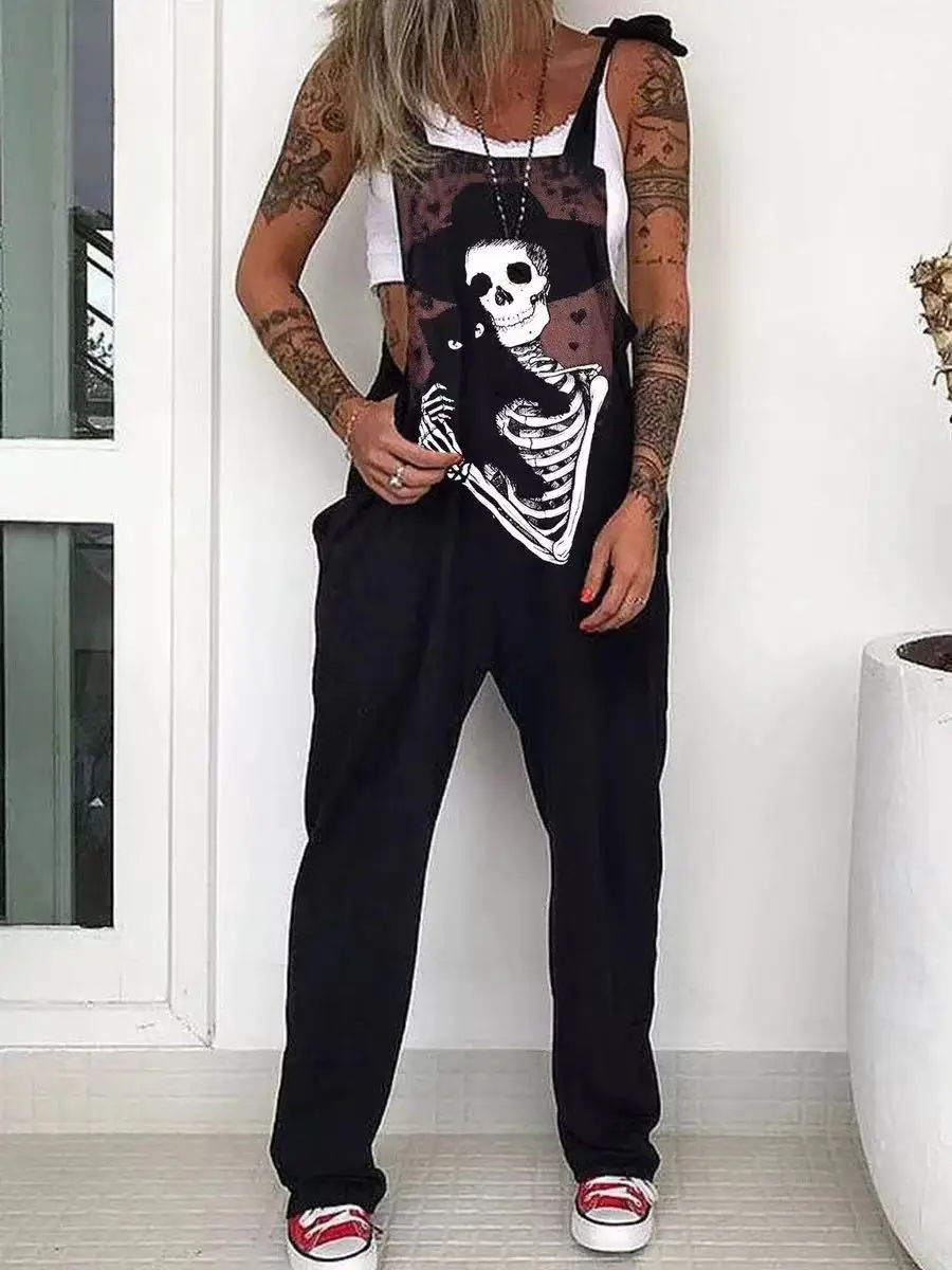 2021 Punk Skull Print Jumpsuit Fashion 