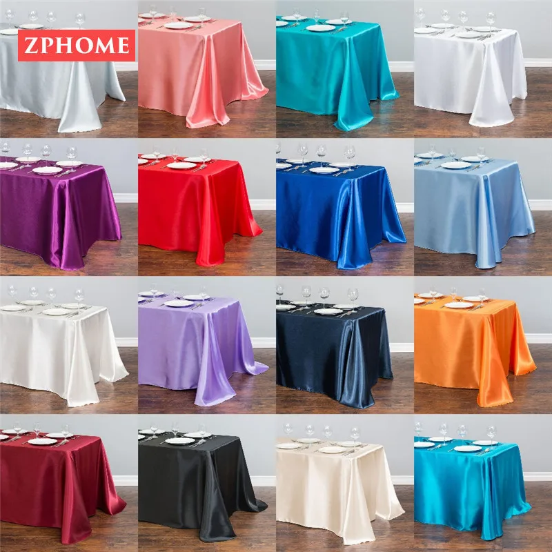 

White Satin Table Cloth 140cmx250cm Rectangle Table Cover WholeSale Tableclothes For Wedding Event Party Hotel Decoration