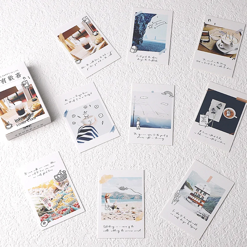 28 Sheets/Set Creative Always Happy in Life Lomo Card Mini Postcard Greeting Card Christmas Gifts