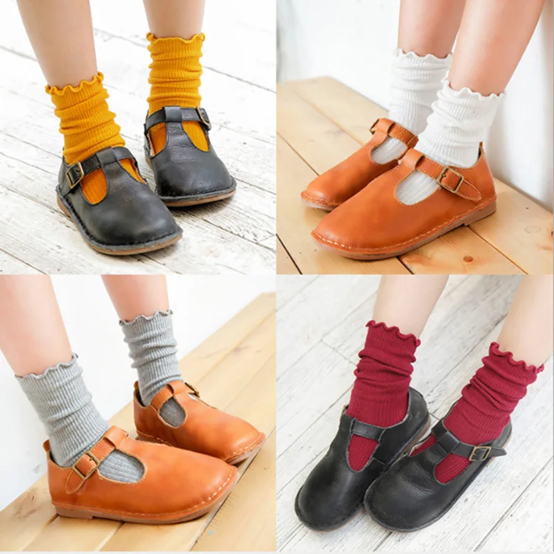 Осенне-зимние хлопковые носки в стиле Харадзюку; свободные кружевные носки в стиле ретро с отворотами; носки без пятки в корейском и японском стиле для девочек; Разноцветные чулки