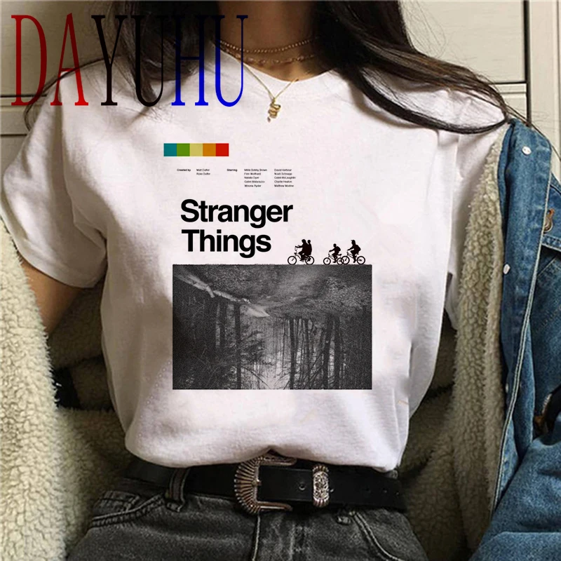 stranger things Season 3 T Shirt Women Harajuku New Tshirt Funny 90s Female Graphic T-shirt Ullzang Upside Down Top Tees Cartoon
