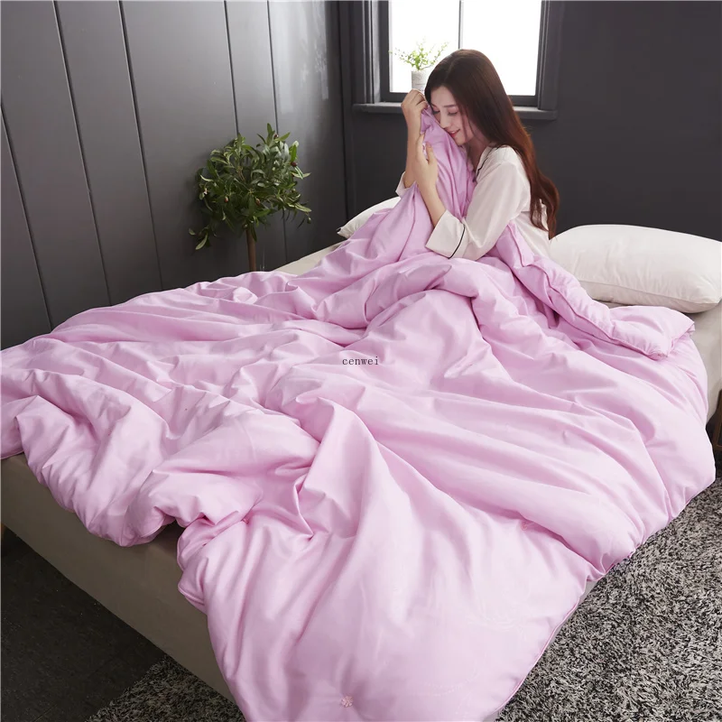 100% Mulberry Silk Quilt Winter Comforter Solid Color Insert Filling Handmade Four Seasons Blankets Cotton Duvet | Дом и сад