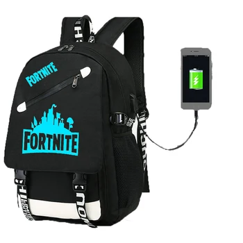 

Fortnite Game Backbag Student Luminous USB Backpack Camping Computer Travel Bags Multifunction School Bag for Children Boy Gift