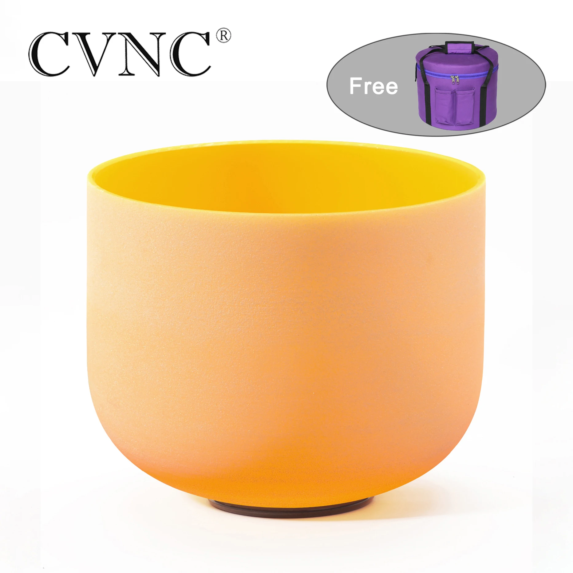 

CVNC 8" Note E Solar Plexus Yellow Chakra Frosted Quartz Crystal Singing Bowl With free bag