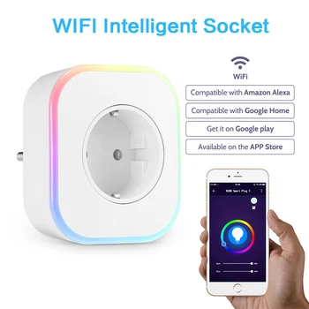 

RGB EU UK Smart Plug Wifi Smart Socket Tuya Smart Life App Voice Remote Control Timing Switch Work with Alexa Google Home IFTTT