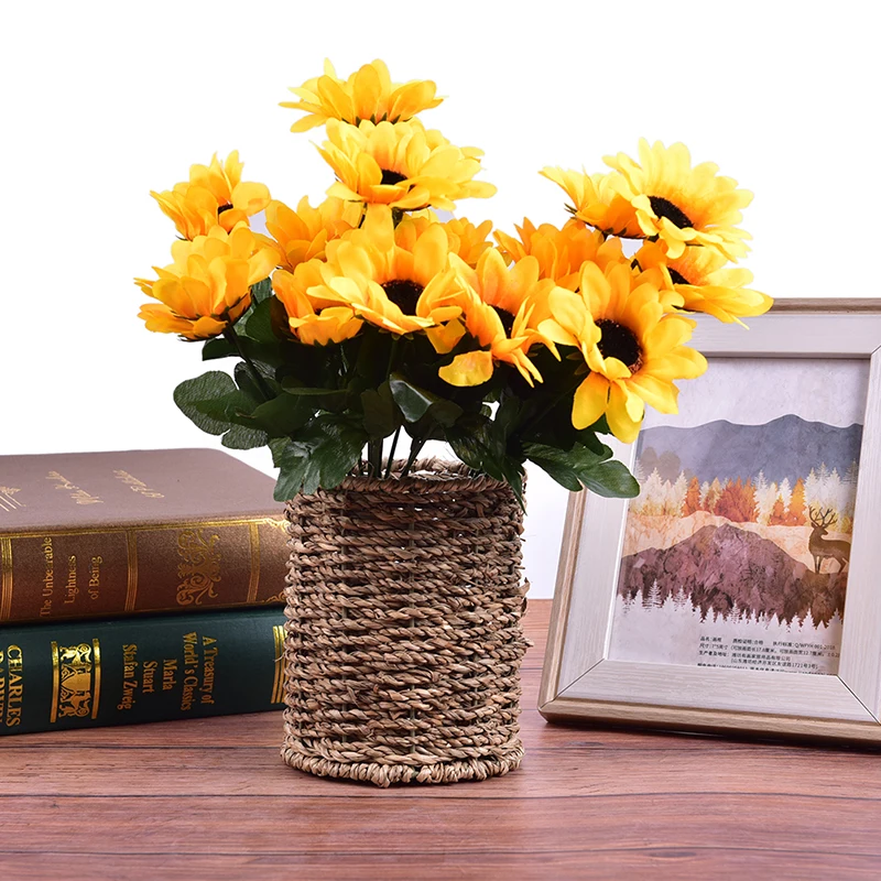 1 пучок 7 головок подсолнуха ткань искусственные цветы букет для дома свадебное
