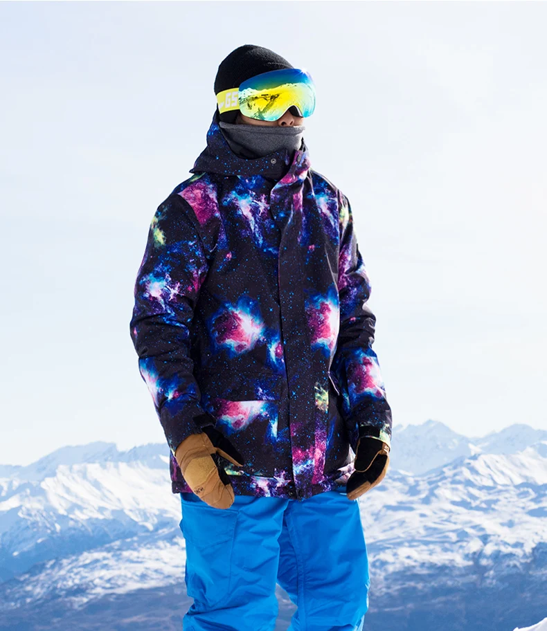 SMN куртка для сноуборда звездное небо узор для взрослых Мужская ветрозащитная Водонепроницаемая теплая утолщенная Лыжная куртка альпинистская походная одежда