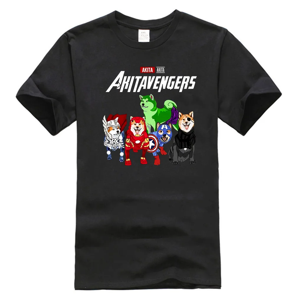 Akita Inu Мстители Akitavengers Endgame футболка черный хлопок для мужчин S-6Xl США сток Новейшая модная футболка - Цвет: Черный