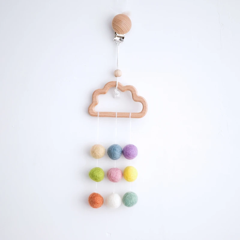 Let's Make Stroller Toy Cloud Shape Felt Ball Beads Rattle Toys For Newborn 0-12 Moths Educational Toys Personalise Baby Toy 1pc