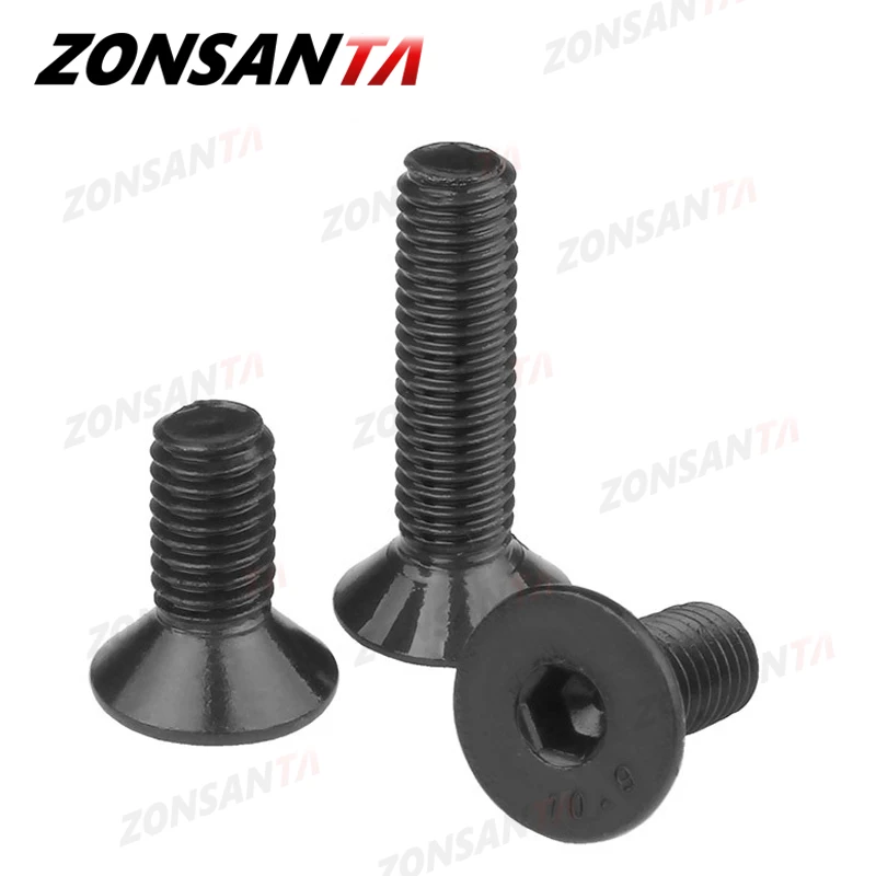 Hex Socket Screw M2 M2.5 M3 M4 M5 M6 Din7991 Carbon Steel Bolt DIY Hexagon Flat Head Countersunk Black Furniture