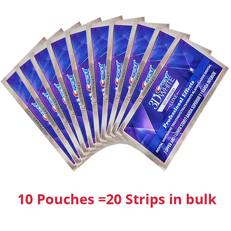 10pouches Оригинальные 3D белые полоски, роскошные профессиональные эффекты, отбеливатели зубов, удаление зубного камня, отбеливающие полоски для белых зубов - Цвет: 10pouches