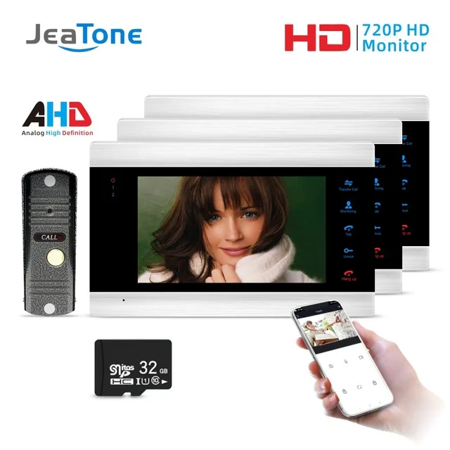 

Jeatone 7'' HD WIFI Smart IP Indoor Monitor Video Door Phone Intercom System Video Recording , Support iOS/Android Remote Unlock
