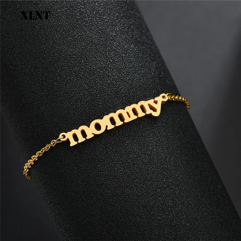 XLNT модные Семейные браслеты из нержавеющей стали с надписью Mommy регулируемые