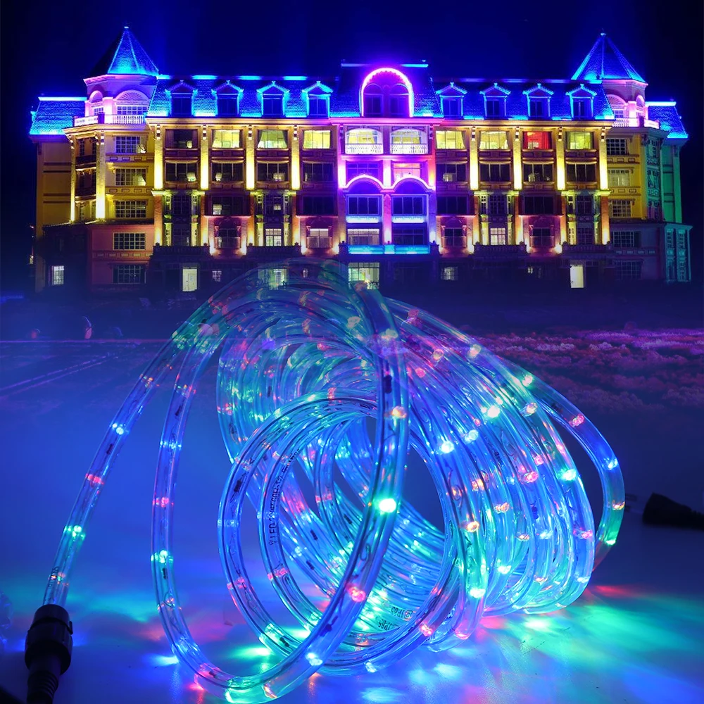 220V LED Strip Light With UK Power Plug Round 2-wire Outdoor IP67 Waterproof Christmas Decoration Led Lamp Ribbon Home Decor