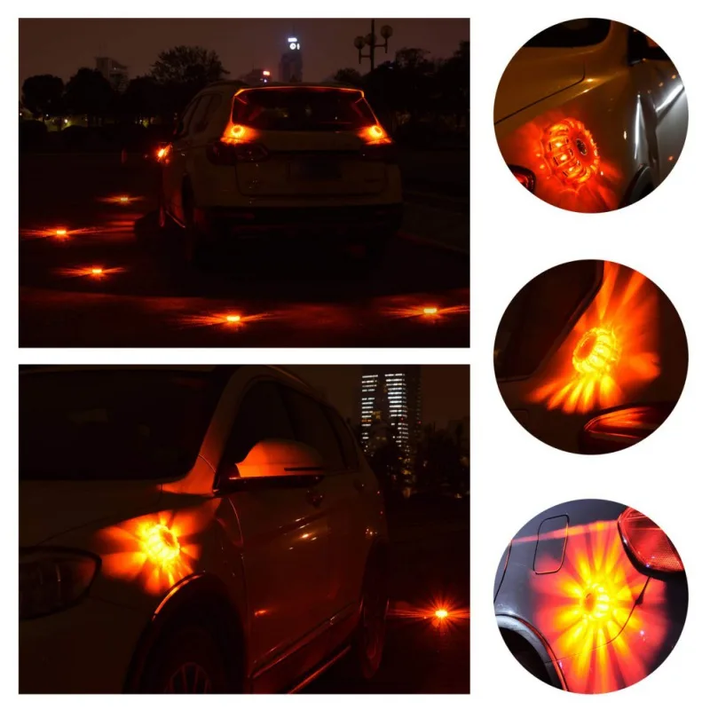 12 светодиодов авто аварийный свет, безопасность, вспышка, Красная дорога, вспышка, магнит, мигающий Предупреждение, Мини, ночные огни, придорожный диск, маяк для автомобиля