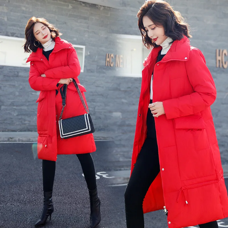 

OL Cotton Coat Women's Mid-length 2018 Winter New Style Korean-style Loose-Fit CHIC Cotton-padded Jacket Thick Versatile Cotton