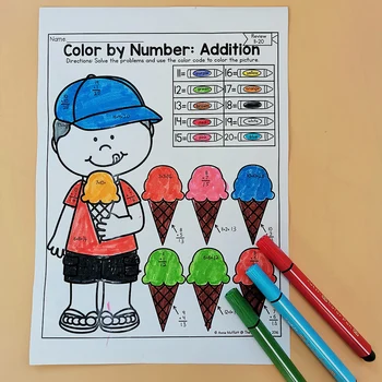 

Addition and Subtraction Color By Number Arithmetic Paper Preschool Learning English Language Kindergarten Workbook Color Books
