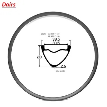 

Graphene 29er carbon mtb rim 400g UD 3K carbon disc rims 28x38.5mm tubeless bicycle rim 24 28 32 36H V-ring carbon bike rims