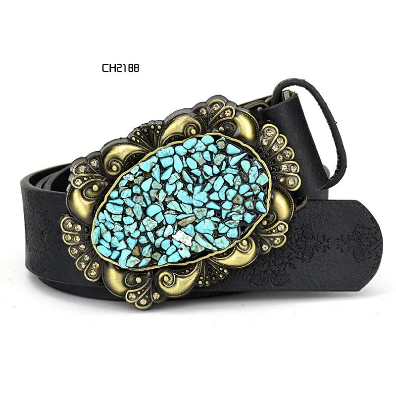 Black-ch2188 Deepeel 1 шт. 3,5 см* 100 \ 115 см женский ремень из искусственной кожи сплав гладкая Пряжка инкрустированный цвет камень пряжки голова личности декоративные - Цвет: Black-ch2188