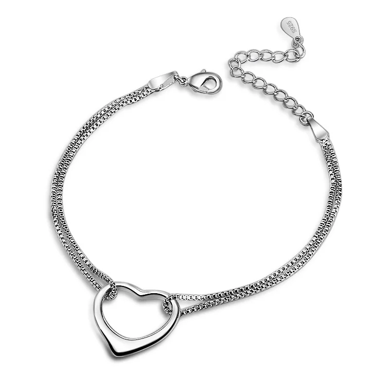 Bague Ringen, простой серебряный браслет 925, для женщин, в форме сердца, элегантное серебро 925 пробы, ювелирное изделие, Женские аксессуары для помолвки