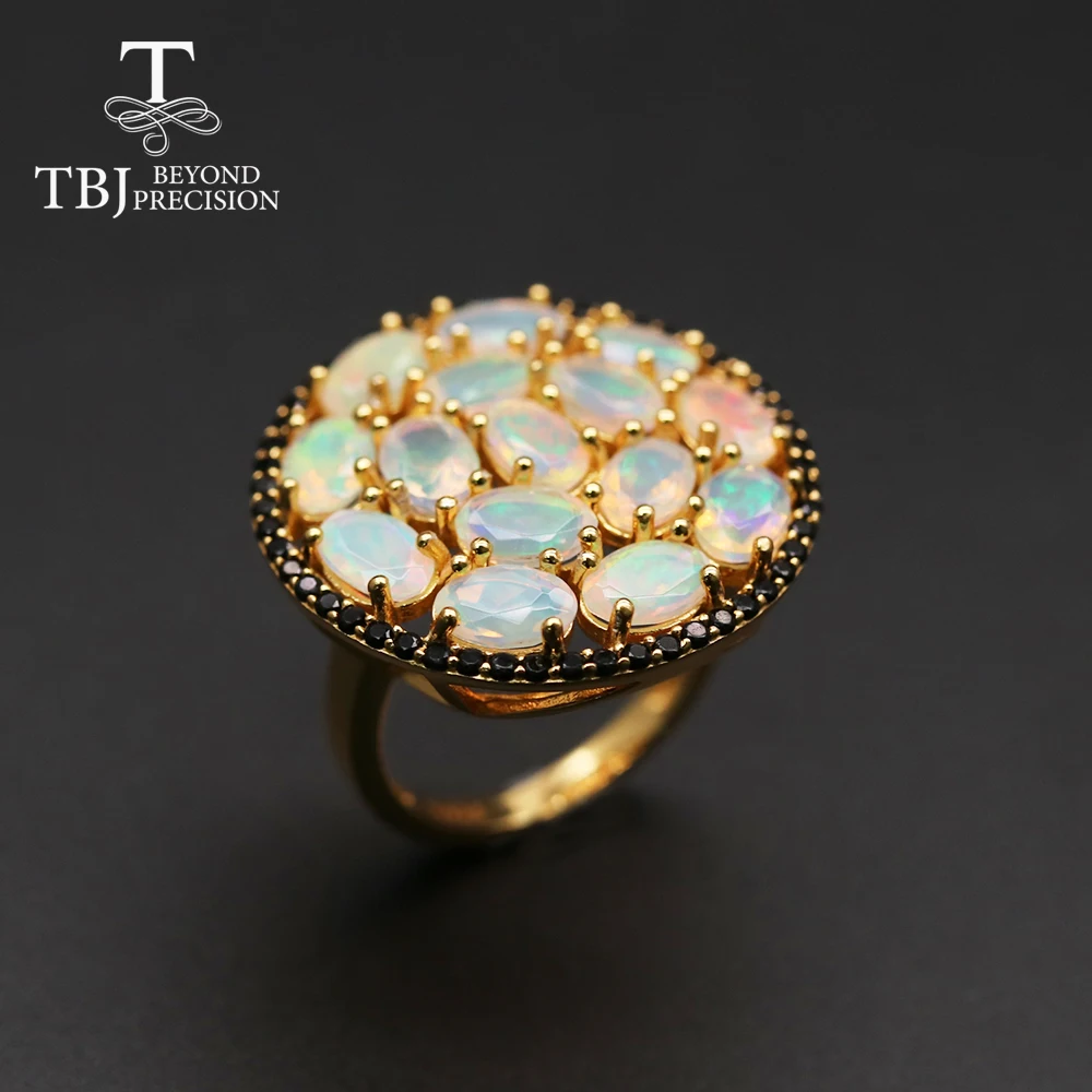 

TBJ,Top quality Opal big luxury gemstone Ring oval cut 4*6mm 15 pc 7ct fine gemstone jewelry 925 sterling silver for women