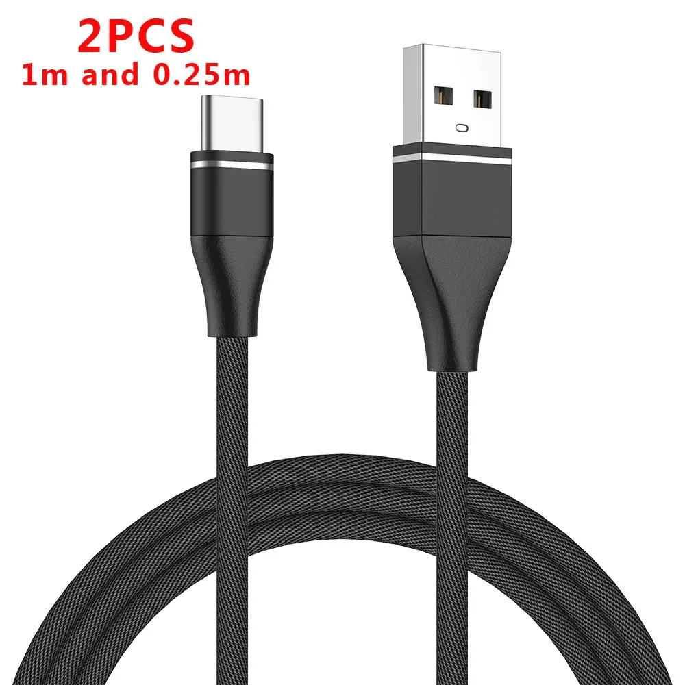 MUSTTRUE USB Cable Type C Cable for samsung huawei xiaomi oneplus 7 pro USB C Charger Cable 0.25m 1m Phone Charging Line - Цвет: Black