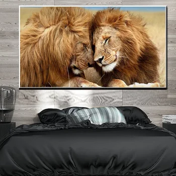 

Animal Art Lion HD Print Canvas Painting Couple Lion Lovers Minimalist Wall Art Prints and Posters Wall Pictures Home Wall Decor