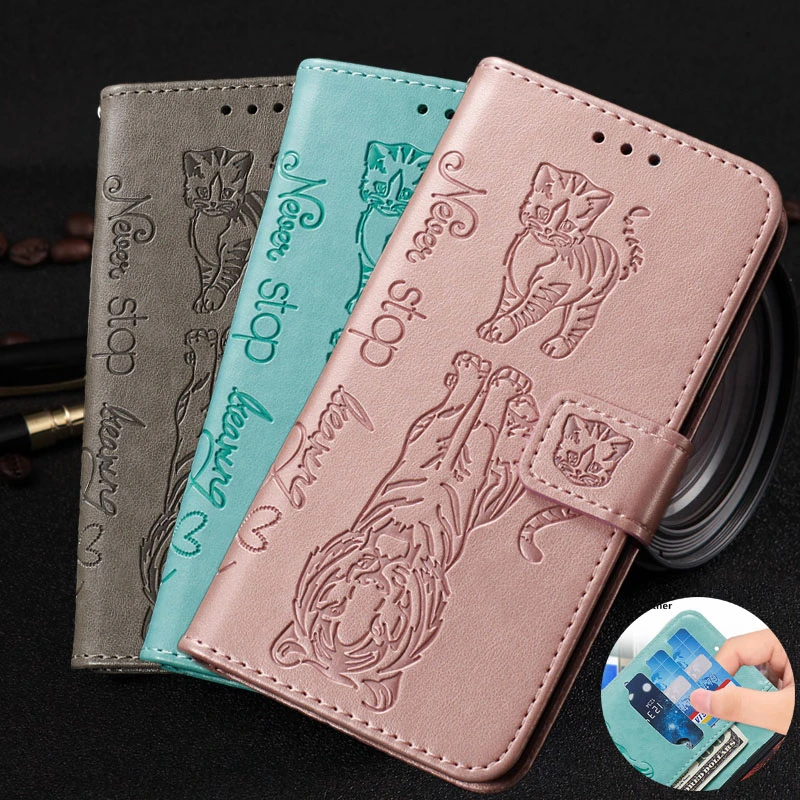 

Flip Leather Case For iPhone 6 6S 7 8 Plus X XS XR MAX 2019 XI Tiger Cat Print Cover Wallet Card Slots Design Book Capa XSMax