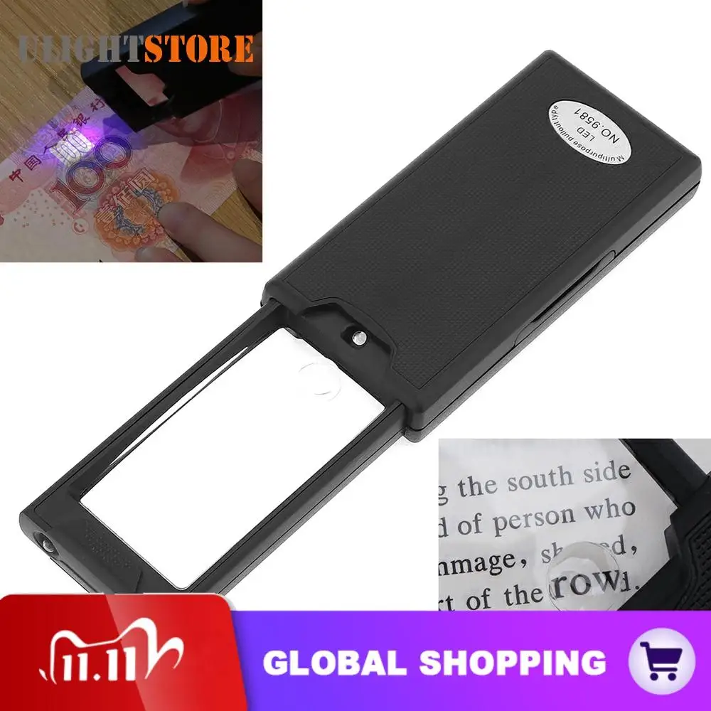 

Pull Type Mini Portable Pocket Magnifier 2.5X 45X Optical Lens Reading Map Jewelry Eye Loupe with 2 LED Lights and UV Lamp