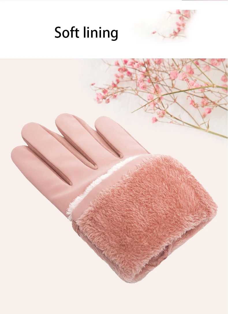 Женские Модные бархатные перчатки Осень Зима полный палец толстые теплые варежки эластичный Сенсорный экран перчатки для холодной езды варежки