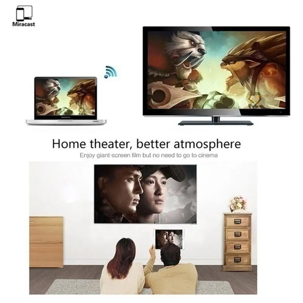 WiFi Wireless Display Dongle Adapter Portable TV Receiver 2.4G WiFi 1080P Airplay Dongle Mirroring Screen Miracast Support