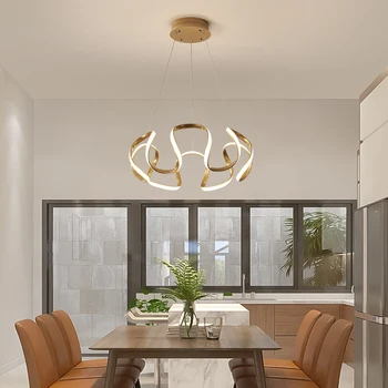 

New Gold or Coffee Color Modern Led Pendant Lights For Dining Room Bar Kitchen Aluminum Hanging Led Pendant Lamp Fixture 90-260V