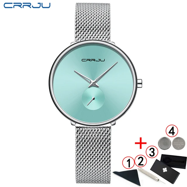 light green box Crrju золотые часы для женщин Брендовые Часы Дамские стальные женские часы с браслетом женские часы Relogio Feminino Montre Femme - Цвет: light green box