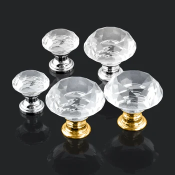 

Crystal Glass Knobs Cupboard Drawer Shape Design 20-40mm Diamond Knobs Drawer Pull Kitchen Door Cabinet Wardrobe Handle Hardware
