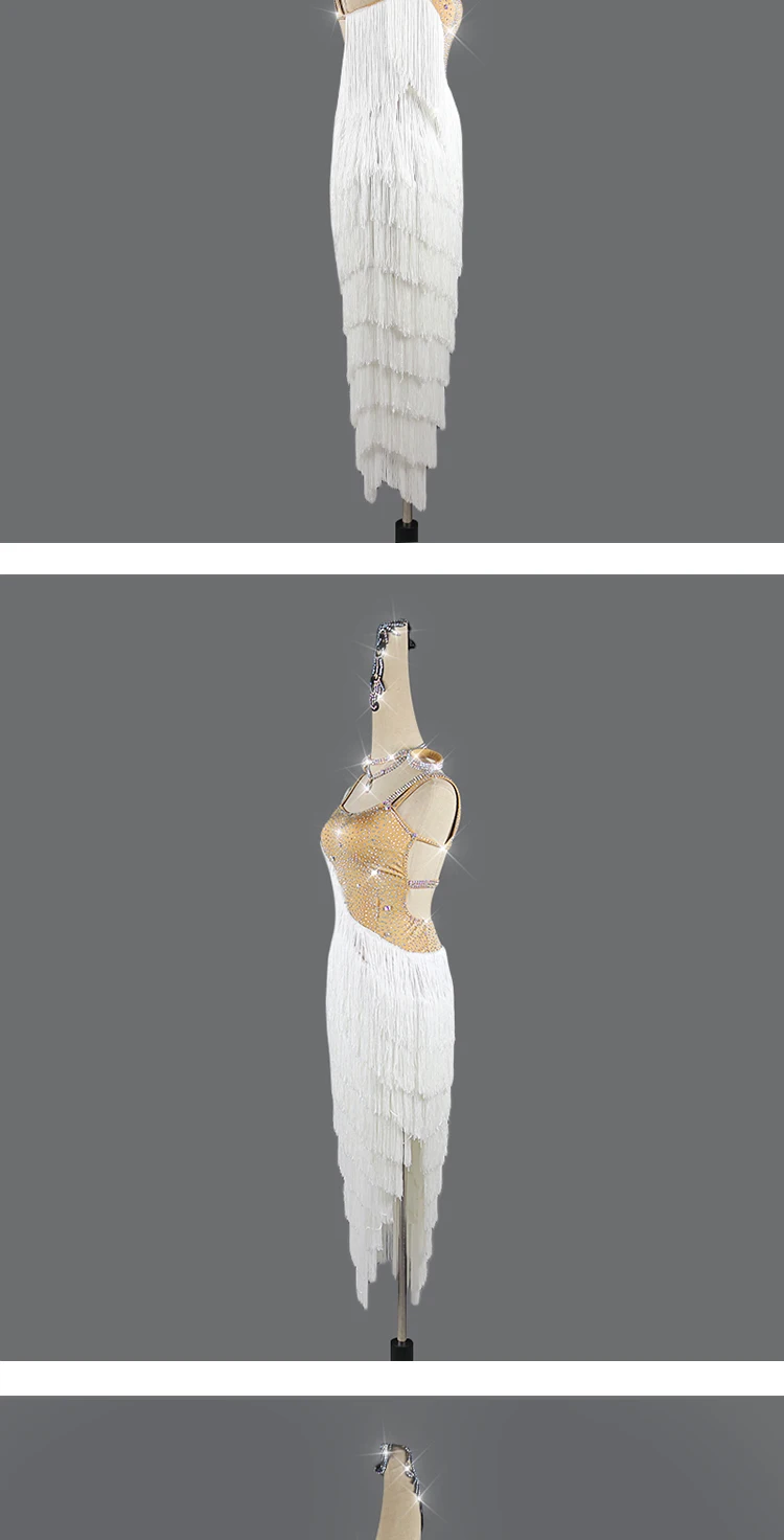 Конкурс латиноамериканских танцев платья белое платье с кисточками Румба Сальса длинное платье с бахромой платье для танцев женское латинское платье BL2170