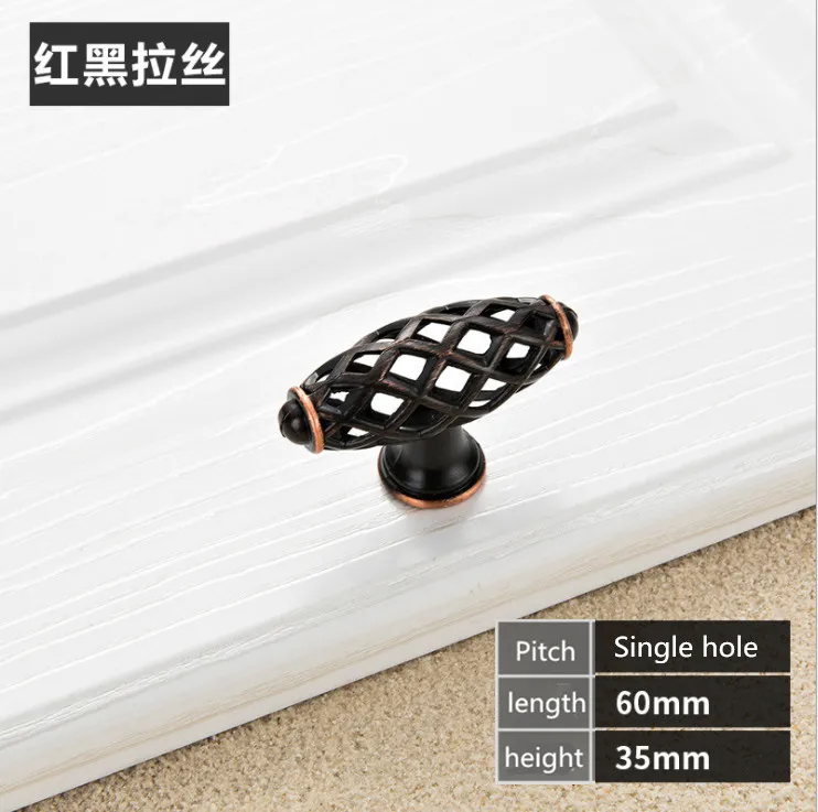 Red bronze 0mm Птица клетка ручка Европейский ретро ручки шкафа для мебели двери ящика Шкаф антикварный книжный шкаф кухня - Цвет: Red bronze 0mm