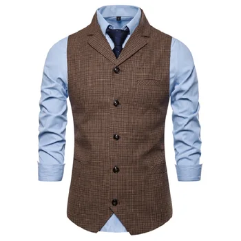 

Autumn and winter new suit collar casual men's single breasted vest