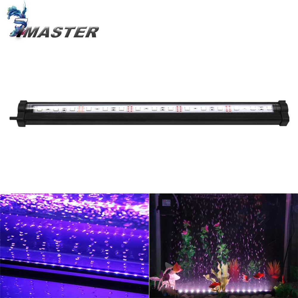 

15CM 35CM 55CM Aquarium LED Air Bubble Lighting Fish Tank Bar Light Aquatic Submersible Lamp RGB Remote Waterproof Oxygenation