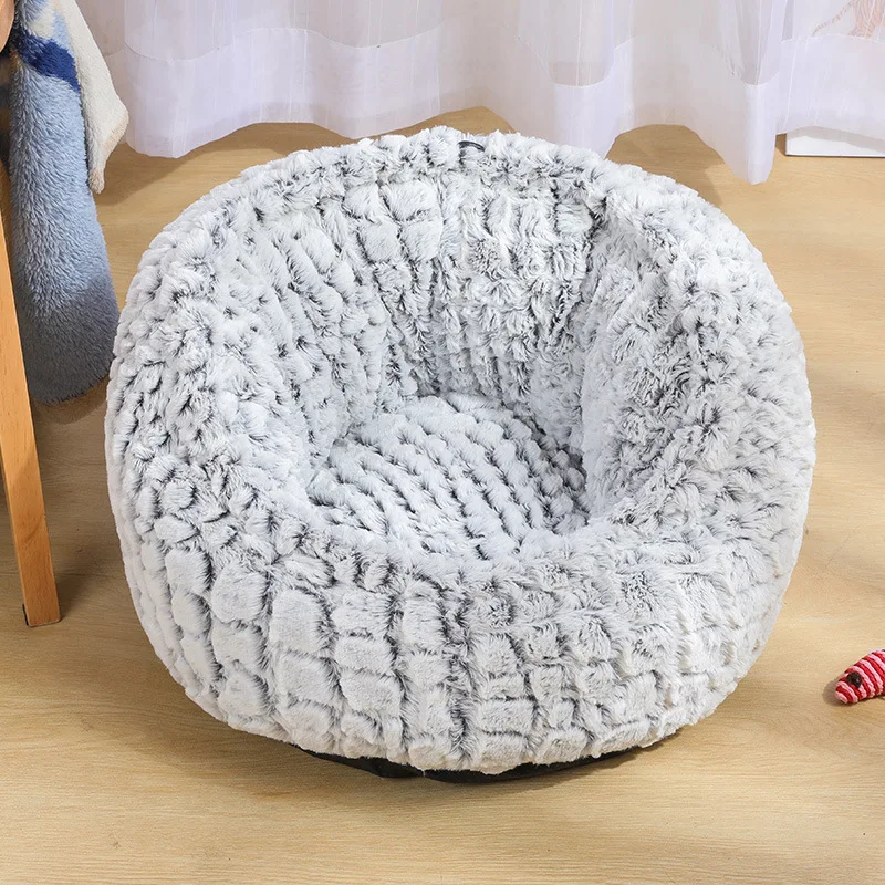 gray adjustable Кровать для домашних животных регулируемый шнурок неподвижная собака кошка 2 цвета толстый нежный плюш Теплый искусственный мех с бархатным узором котенок щенок питомник - Цвет: gray adjustable