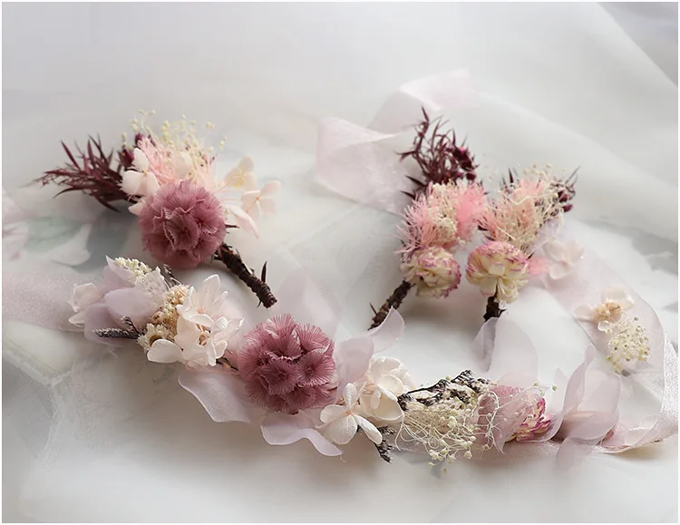 Свадебный головной убор невесты с цветком, заколка для волос, красивая розовая лента для волос, аксессуары для волос невесты