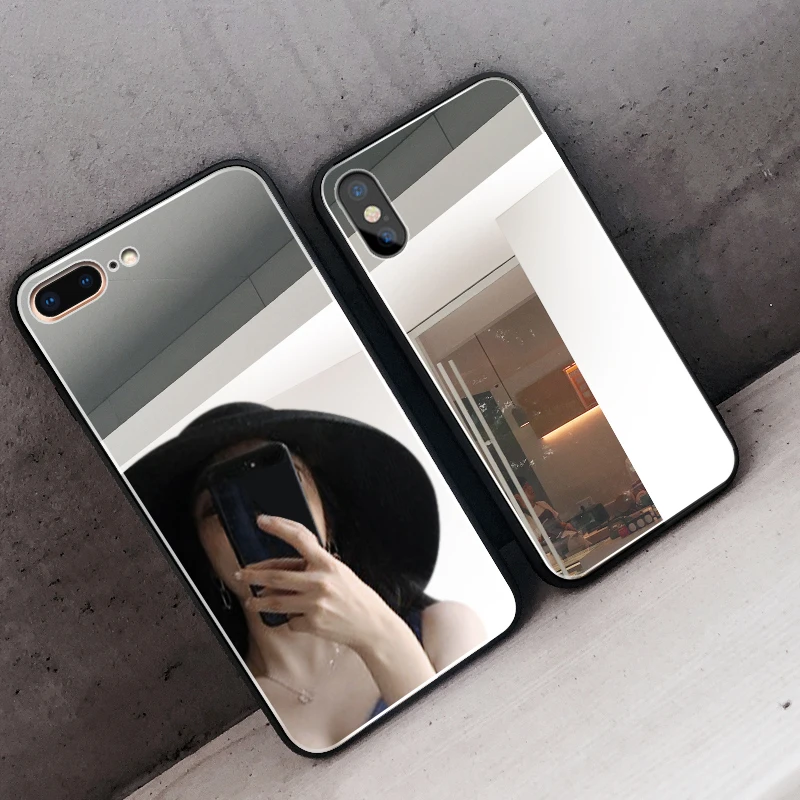 Luxury Clear Makeup Mirror Phone Case for iPhone 8 7 6 6S Plus Hard Tempered Glass Back Cover For iphone X XS MAX XR Woman Cases