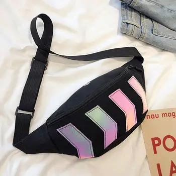 

Chest Bag Men Women Waist Bag Canvas Fanny Pack Boy Casual Crossbody Street Hop Pack Reflective Shoulder Pack Hip Travel Ba R6I1