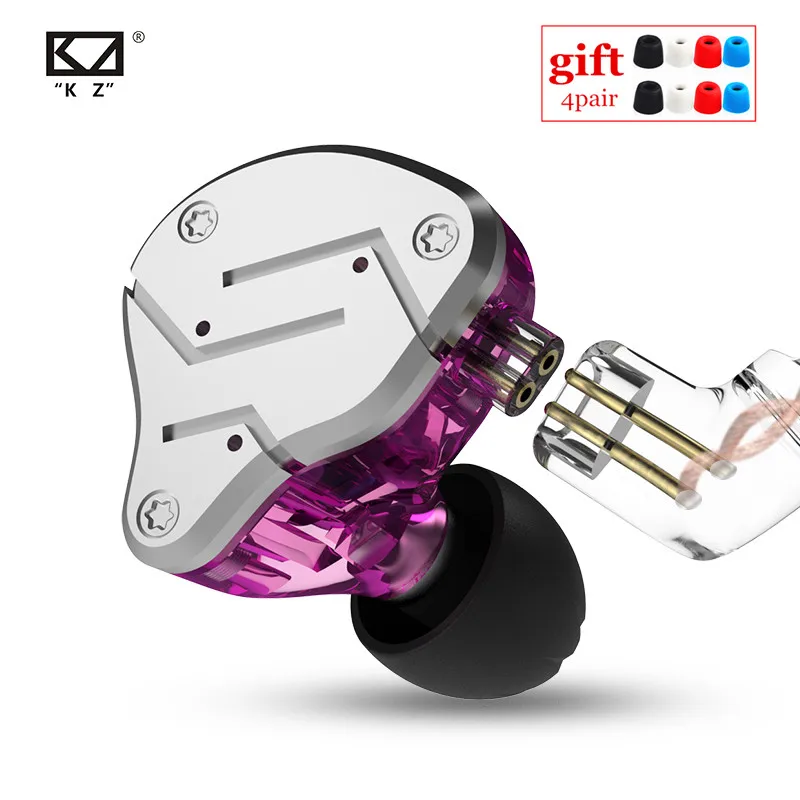 KZ ZSN 1DD + 1BA гибридные наушники вкладыши Сменные Кабельные HIFI четырехъядерный