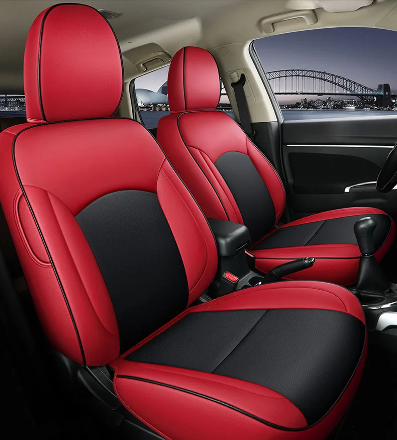 Чехлы для автомобильных сидений кожаные для mitsubishi ASX автомобильные чехлы для сидений для автомобилей наклейки на машины аксессуары автостайлинг