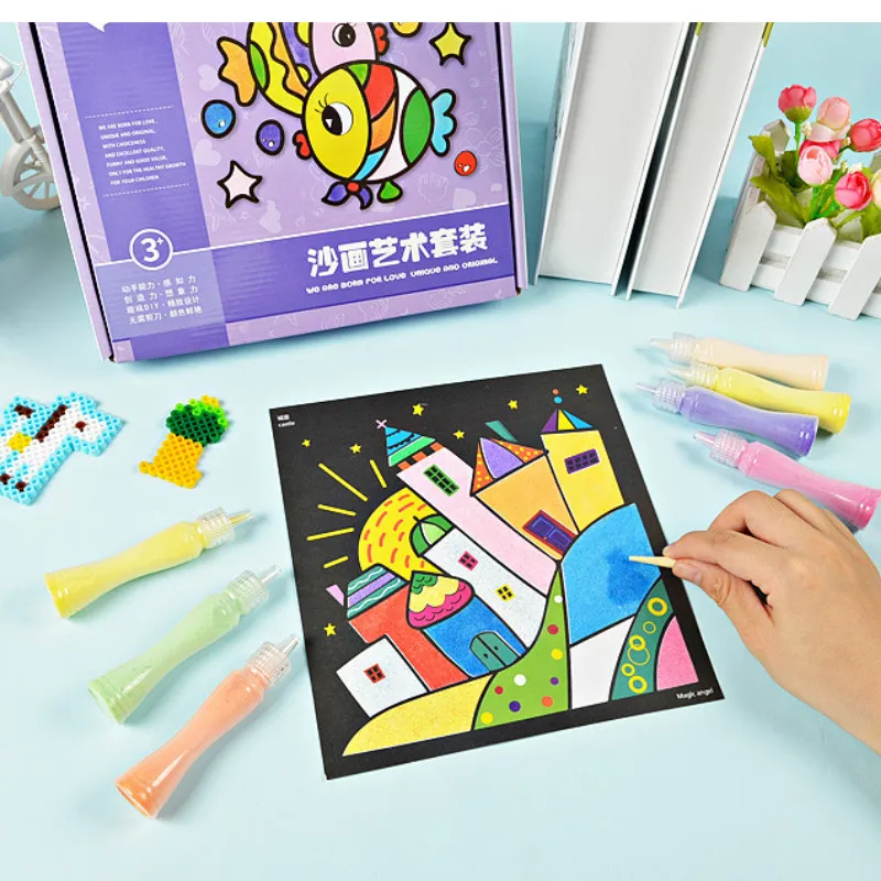 Günstige Kinder Sand Malerei Spielzeug Anzug 24 Farbe Flaschen Diy Cartoon Sand Malerei Spielzeug Montessori Kinder Kunst Und Handwerk Spielzeug kinder Geschenk