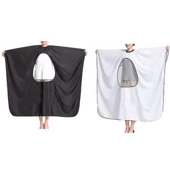 

2 Pcs Adult Salon Hair Cut Hairdressing Stylist Cape Gown Waterproof Barber Cover Cloth Transparent Covers White & Black