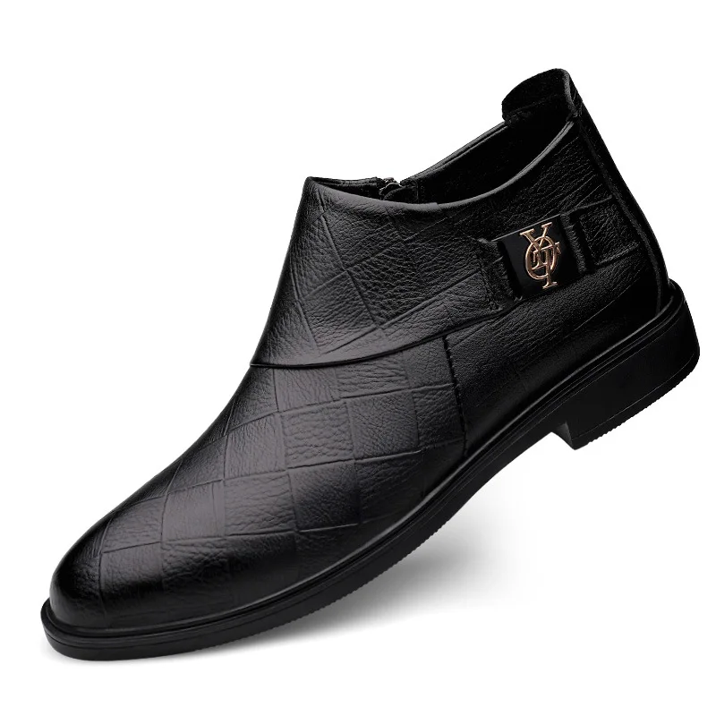

2019 Winter New Style MEN'S Leather Shoes Casual Fashion England Hight-top round-Toe Foot Covering Genuine Leather Boots Men's